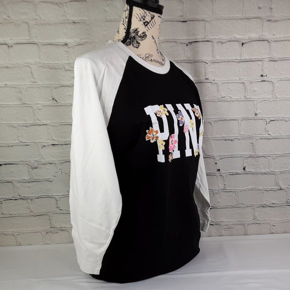 VICTORIA'S SECRET 'PINK' WILD PETAL LOGO RAGLAN TEE - Picture 2 of 16